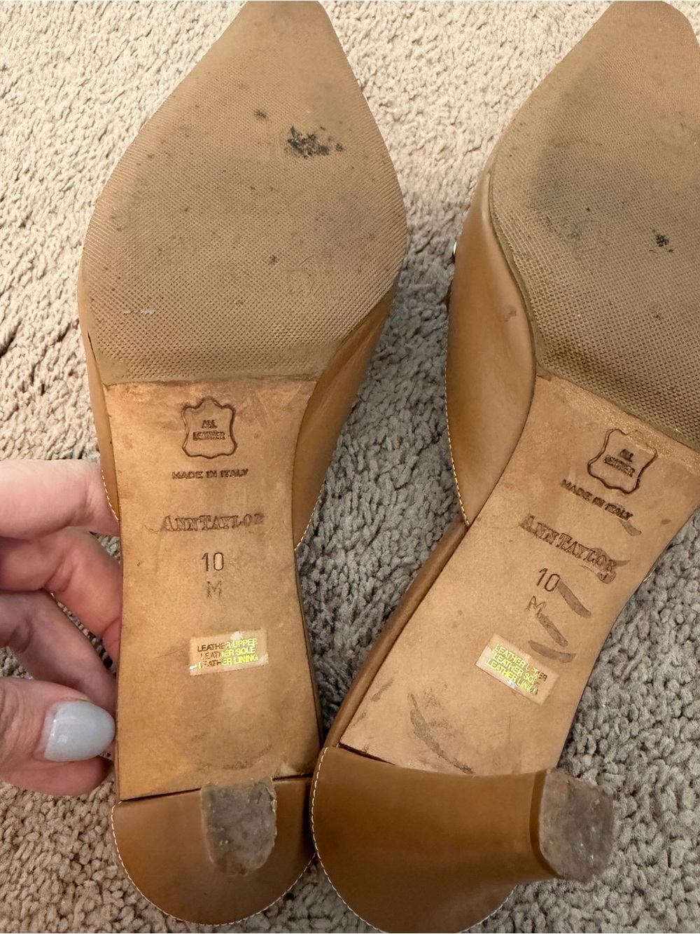 Vintage Ann Taylor Leather Pointy Toe Loafer Kitten Heel Size 10 Y2K - Picture 7 of 7
